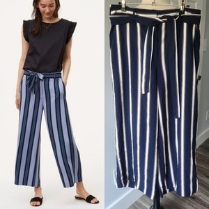 Loft Outlet Stripe Tie Waist Fluid Pants Crop 8